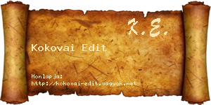 Kokovai Edit névjegykártya